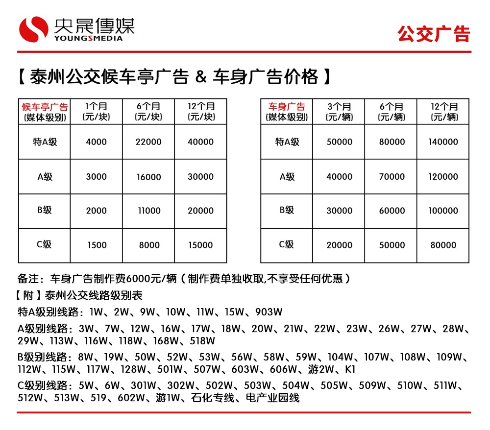 泰州公交媒体最新价格_央晟传媒